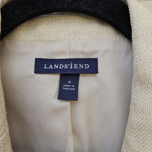 Lands' End beige wool silk linen blend blazer size 18 - Picture 3 of 5